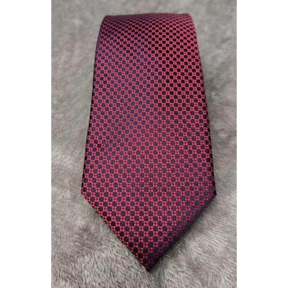 Isaac Mizrahi New York Tie Men's Red Black Geometric‎ Design Necktie 60"